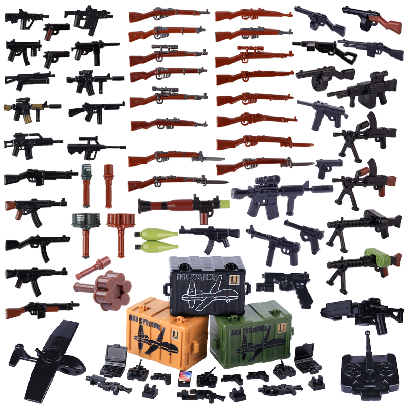 Lego Minifigure Holder - WW2 Aksesori tentara militer senjata blok